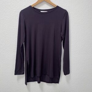 Athleta Long Sleeve Soft Split Hem Tee Shirt Medium Purple Modal Spandex